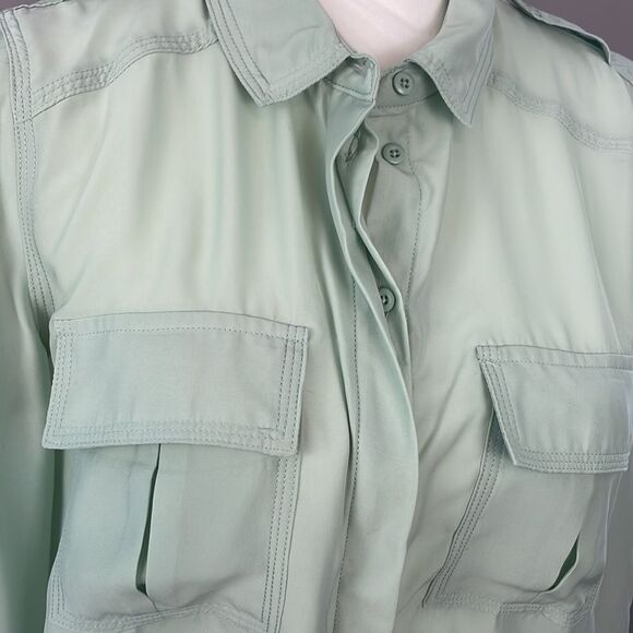 Silence + Noise Pistachio Green Long Sleeve Buttoned Down Shirt. Size Medium. - Picture 6 of 12